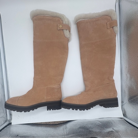 Stuart Weitzman Alpine Shearling Trim Leather Knee High Boots Size 9 - Picture 3 of 16